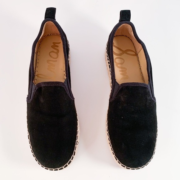 Sam Edelman Carrin Espadrille Platform Flats in Black Suede Leather Size 7 - Picture 4 of 15